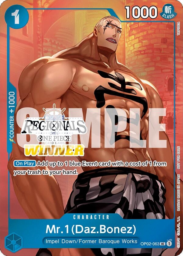 Image for Mr.1 (Daz.Bonez) (Online Regional 2024 Vol. 3) [Winner] (One Piece Promotion Cards) (OP02-063) - One Piece Card Game