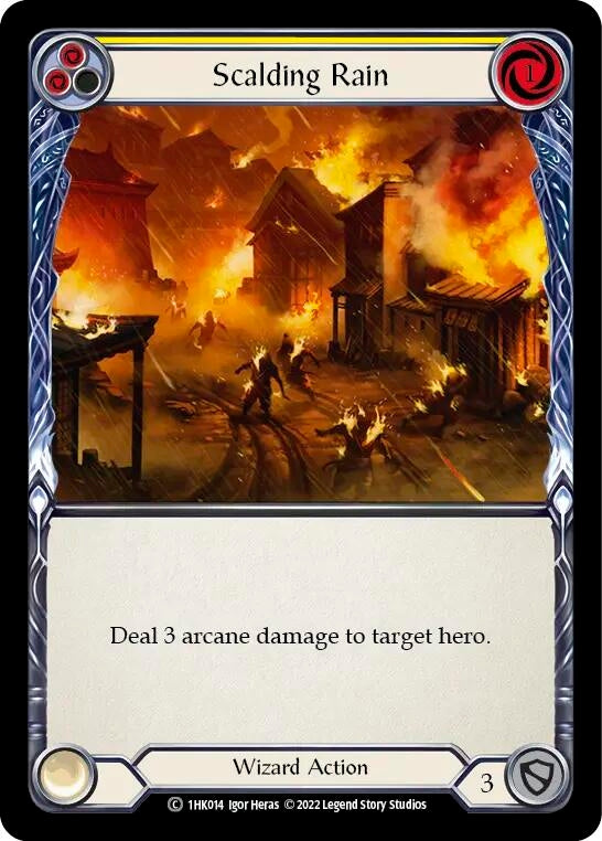 Image for Scalding Rain (Yellow) (Historic Pack 1 Blitz Deck: Kano) (1HK014) - Flesh and Blood TCG