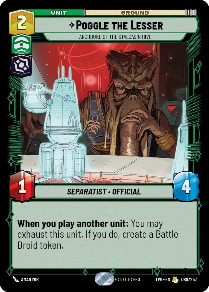 Image for Poggle the Lesser - Archduke of the Stalgasin Hive (Twilight of the Republic) (080/257) - Star Wars: Unlimited