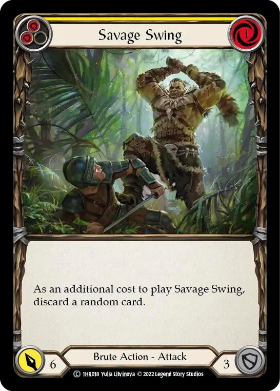 Image for Savage Swing (Yellow) (Historic Pack 1 Blitz Deck: Rhinar) (1HR018) - Flesh and Blood TCG