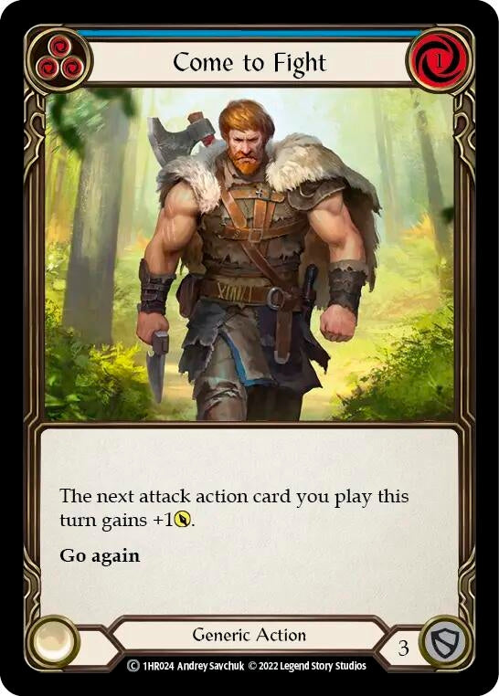 Image for Come to Fight (Blue) (Historic Pack 1 Blitz Deck: Rhinar) (1HR024) - Flesh and Blood TCG