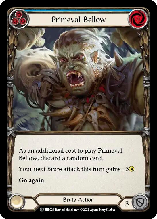 Image for Primeval Bellow (Blue) (Historic Pack 1 Blitz Deck: Rhinar) (1HR026) - Flesh and Blood TCG