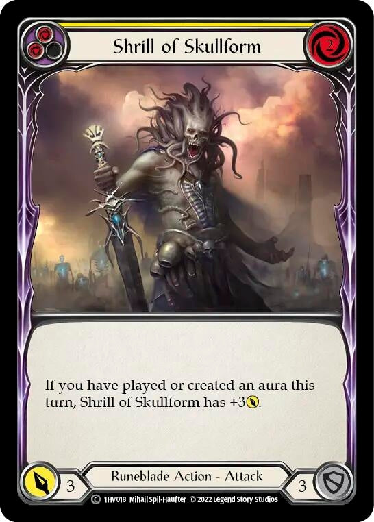 Image for Shrill of Skullform (Yellow) (Historic Pack 1 Blitz Deck: Viserai) (1HV018) - Flesh and Blood TCG