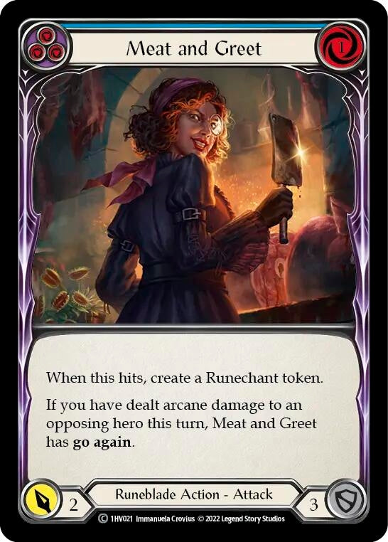 Image for Meat and Greet (Blue) (Historic Pack 1 Blitz Deck: Viserai) (1HV021) - Flesh and Blood TCG