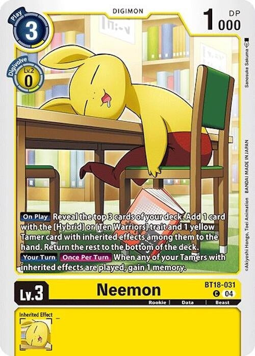 Image for Neemon (BT18-19) (BT18-031 C) - Digimon Card Game