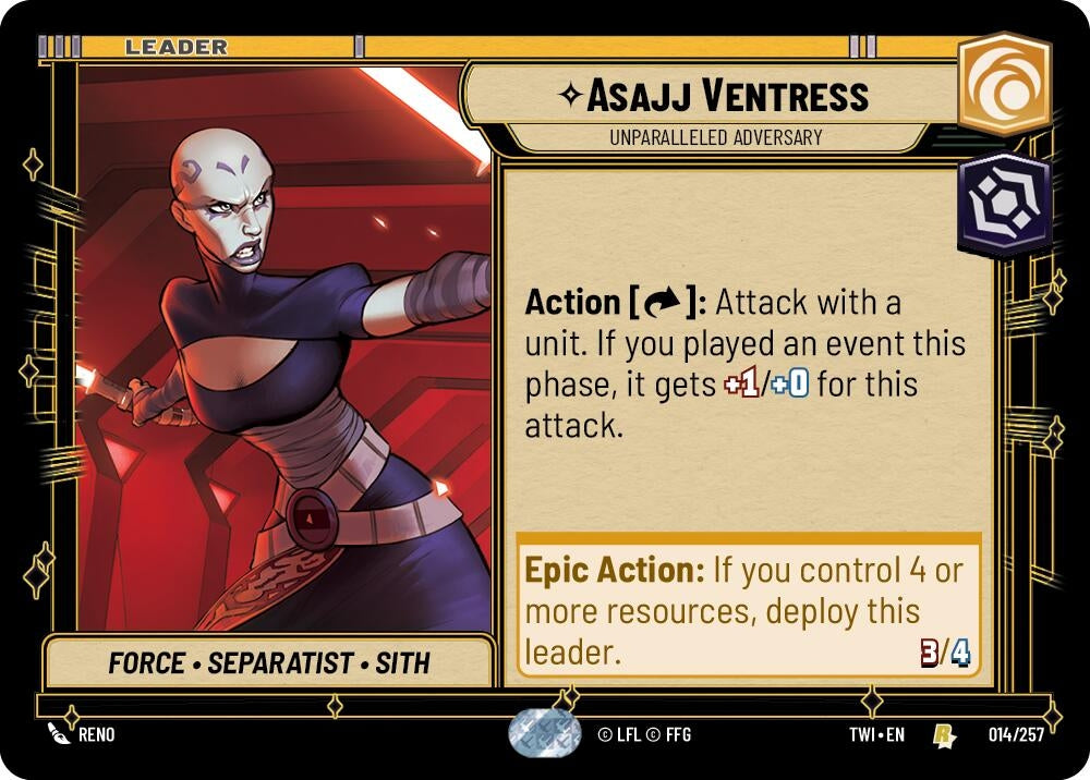 Image for Asajj Ventress - Unparalleled Adversary (Twilight of the Republic) (014/257) - Star Wars: Unlimited