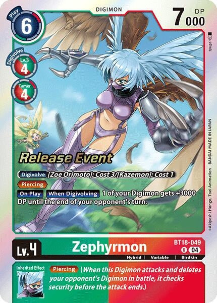 Image for Zephyrmon (BT18-19_PR) (BT18-049 R) - Digimon Card Game