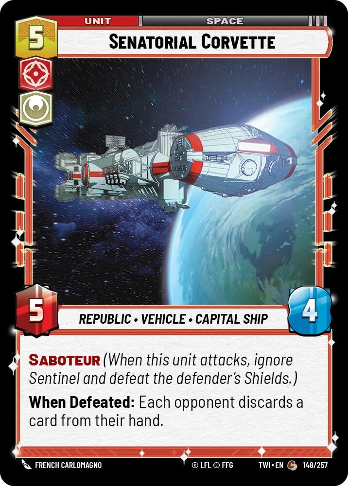 Image for Senatorial Corvette (Twilight of the Republic) (148/257) - Star Wars: Unlimited