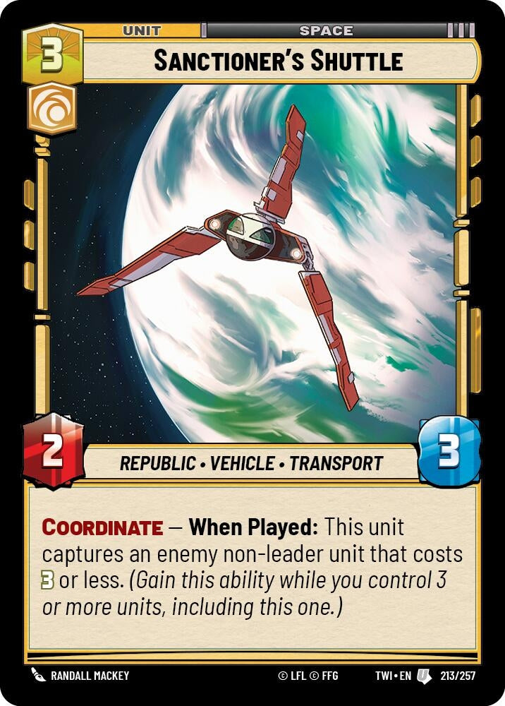 Image for Sanctioner's Shuttle (Twilight of the Republic) (213/257) - Star Wars: Unlimited