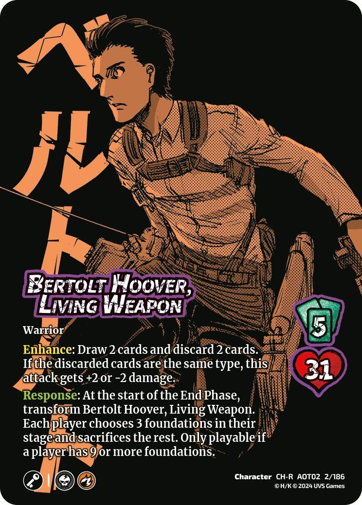 Image for Bertolt Hoover, Living Weapon // Bertolt, Colossus Titan Advancing (Attack On Titan: Origins of Power) (2a/186) - UniVersus