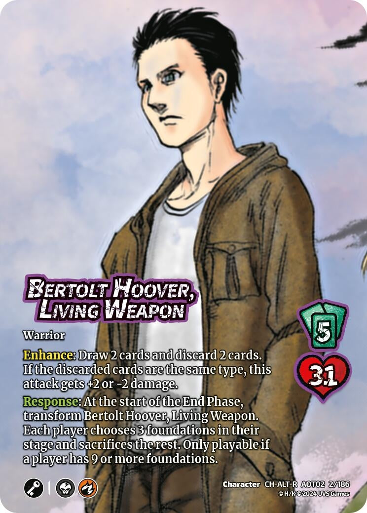 Image for Bertolt Hoover, Living Weapon // Bertolt, Colossus Titan Advancing (Alternate Art) (Attack On Titan: Origins of Power) (2a/186) - UniVersus