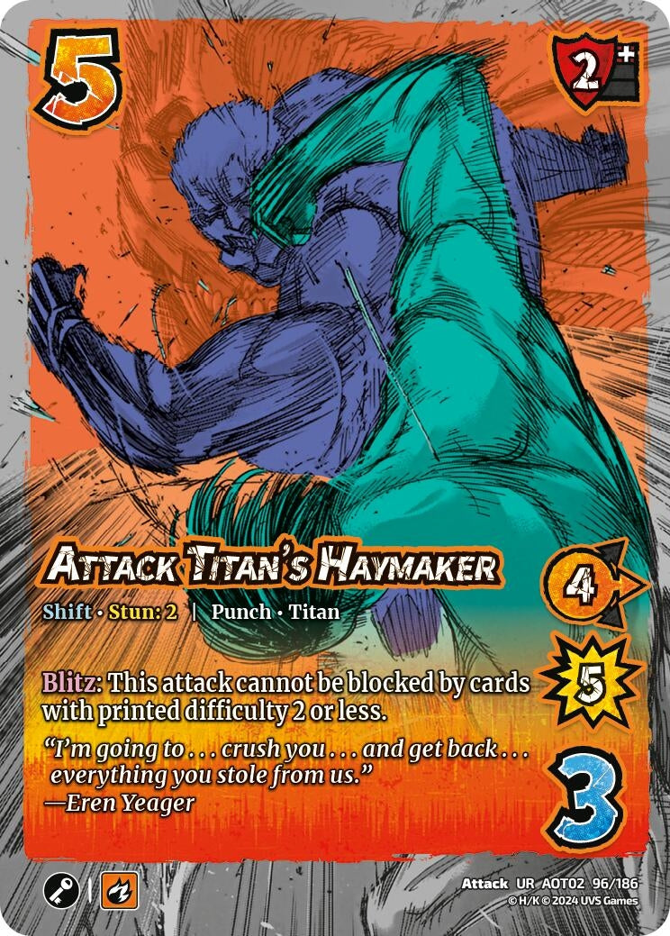 Image for Attack Titan's Haymaker // Eren's Determination (Attack On Titan: Origins of Power) (96a/186) - UniVersus