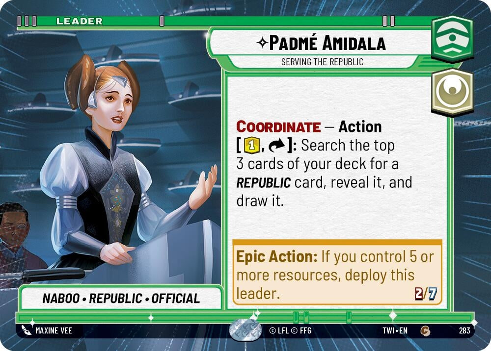 Image for Padmé Amidala - Serving the Republic (Hyperspace) (Twilight of the Republic) (283) - Star Wars: Unlimited