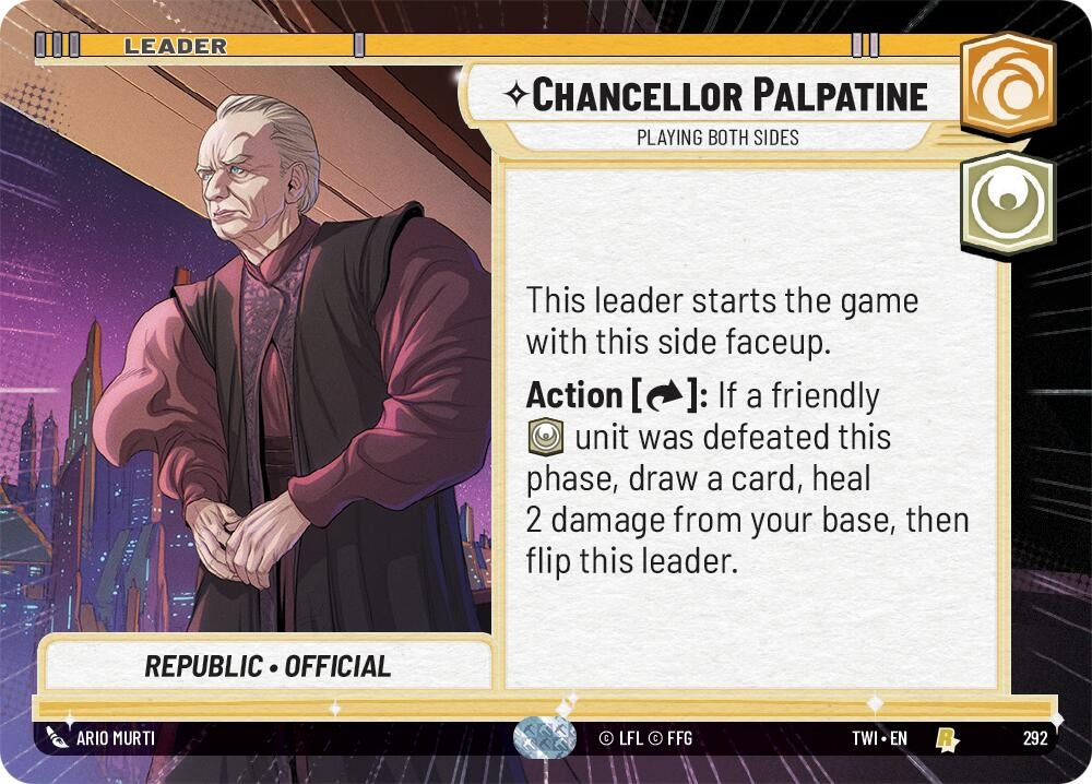 Image for Chancellor Palpatine - Playing Both Sides (Hyperspace) (Twilight of the Republic) (292) - Star Wars: Unlimited