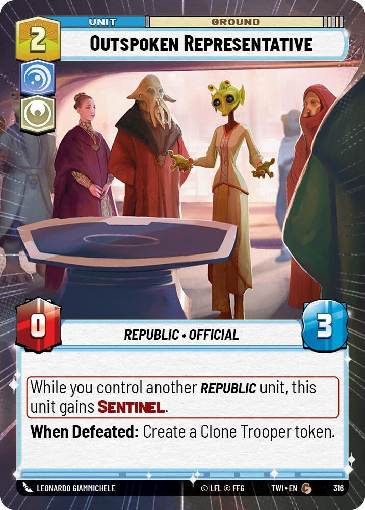 Image for Outspoken Representative (Hyperspace) (Twilight of the Republic) (316) - Star Wars: Unlimited