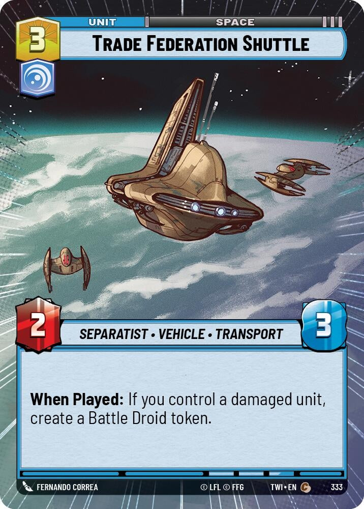 Image for Trade Federation Shuttle (Hyperspace) (Twilight of the Republic) (333) - Star Wars: Unlimited