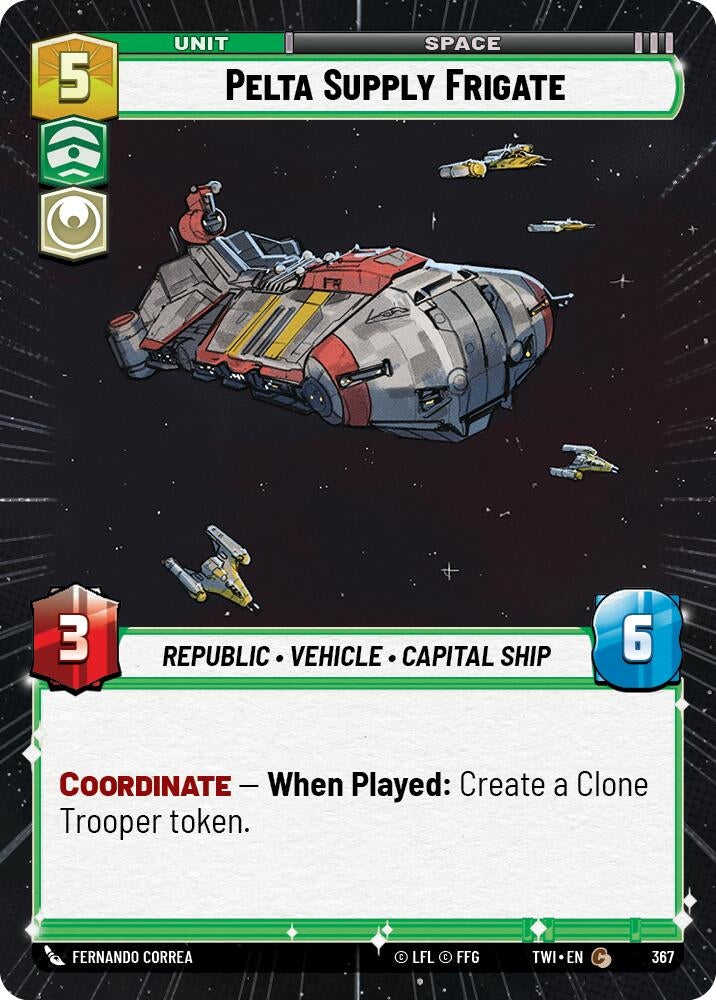 Image for Pelta Supply Frigate (Hyperspace) (Twilight of the Republic) (367) - Star Wars: Unlimited