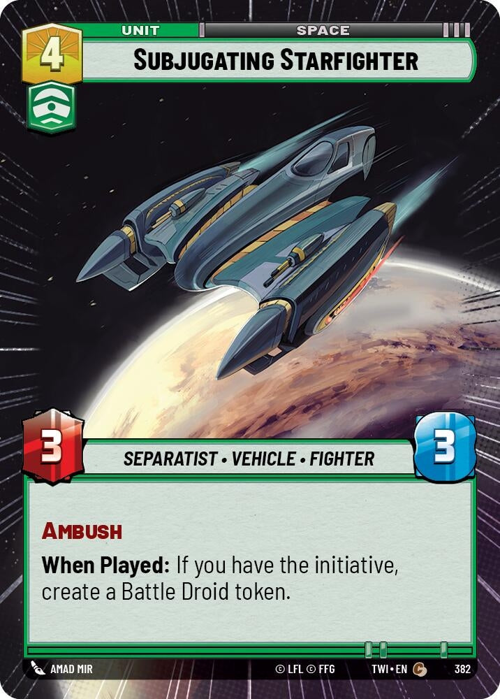 Image for Subjugating Starfighter (Hyperspace) (Twilight of the Republic) (382) - Star Wars: Unlimited