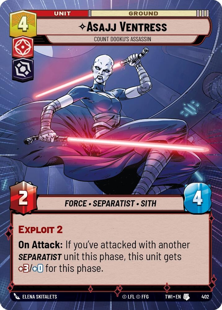 Image for Asajj Ventress - Count Dooku's Assassin (Hyperspace) (Twilight of the Republic) (402) - Star Wars: Unlimited