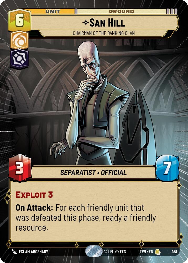 Image for San Hill - Chairman of the Banking Clan (Hyperspace) (Twilight of the Republic) (451) - Star Wars: Unlimited