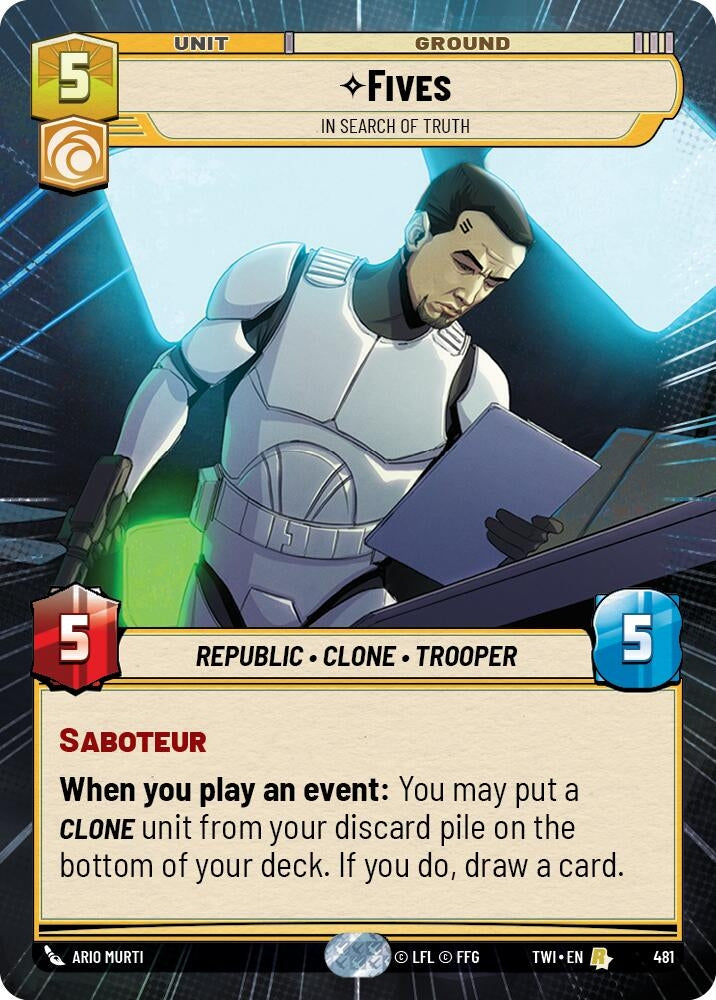Image for Fives - In Search of Truth (Hyperspace) (Twilight of the Republic) (481) - Star Wars: Unlimited
