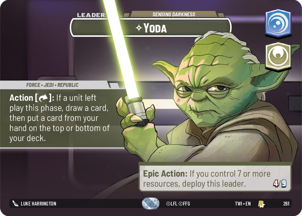 Image for Yoda - Sensing Darkness (Showcase) (Twilight of the Republic) (261) - Star Wars: Unlimited
