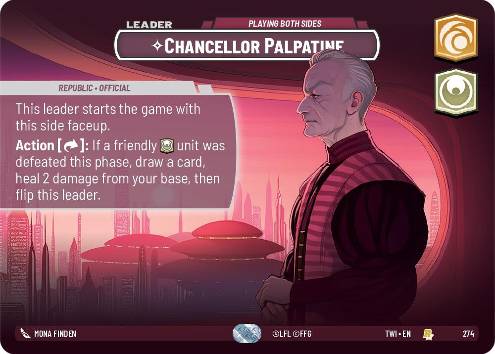 Image for Chancellor Palpatine - Playing Both Sides (Showcase) (Twilight of the Republic) (274) - Star Wars: Unlimited