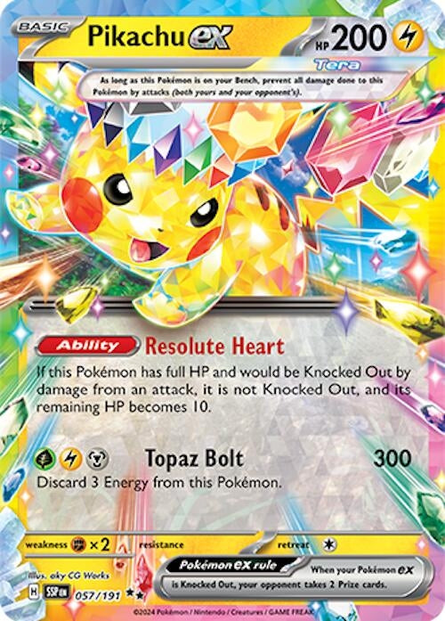 Image for Pikachu ex (SV08: Surging Sparks) (057/191) - Pokemon