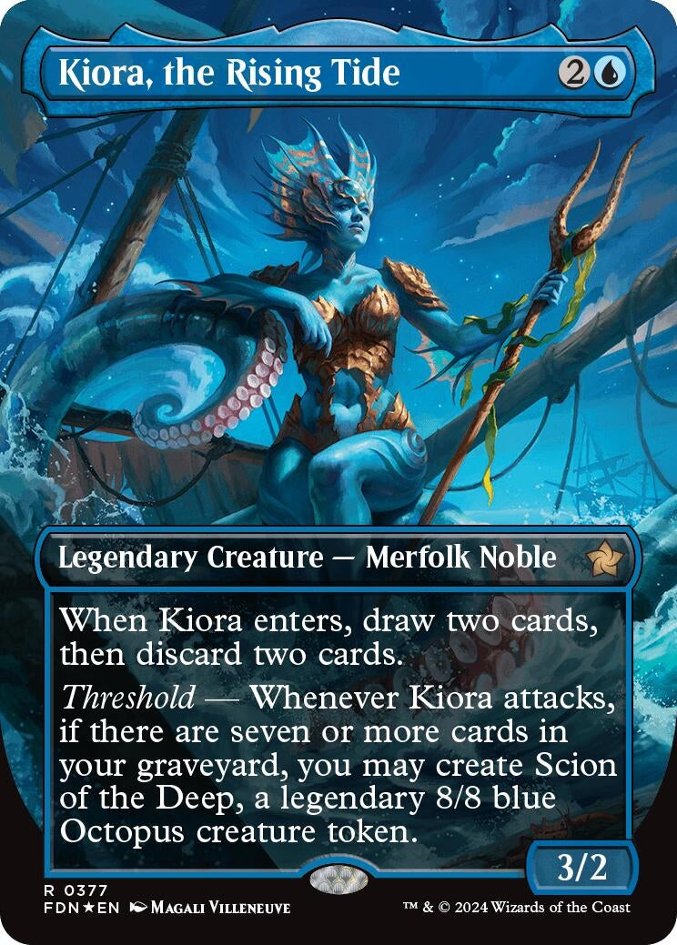 Image for Kiora, the Rising Tide (Borderless) (Mana Foil) (Foundations) (377) - Magic: The Gathering