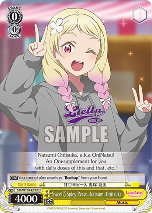 Image for SweetSpicy Peace, Natsumi Onitsuka (Love Live! School idol festival 2 MIRACLE LIVE!) (SIP/W109-E012 U) - Weiss Schwarz