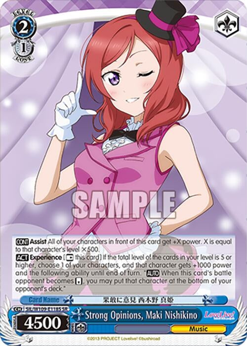 Image for Strong Opinions, Maki Nishikino (SR) (Love Live! School idol festival 2 MIRACLE LIVE!) (SIL/W109-E118S SR) - Weiss Schwarz