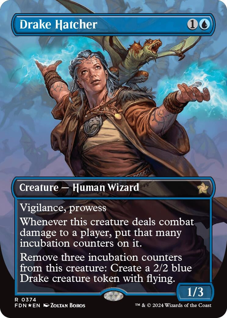 Image for Drake Hatcher (Borderless) (Mana Foil) (Foundations) (374) - Magic: The Gathering