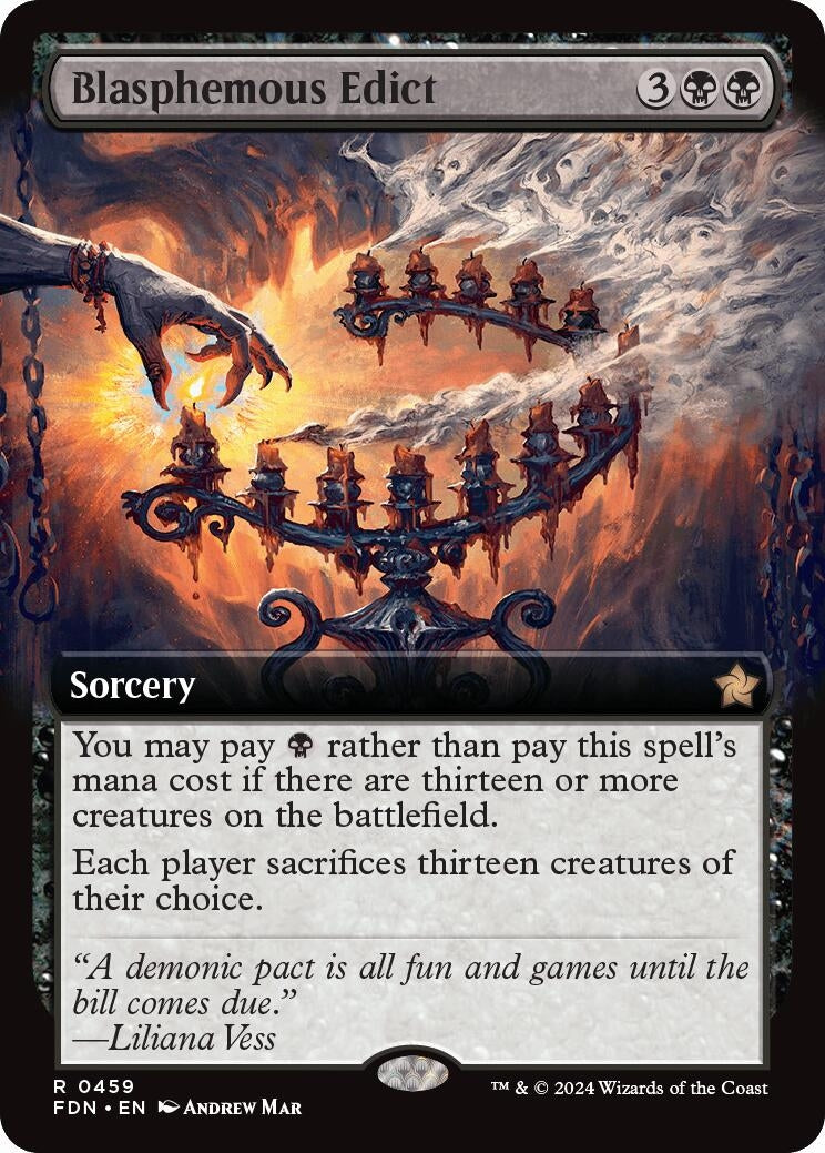 Image for Blasphemous Edict (Extended Art) (Foundations) (459) - Magic: The Gathering