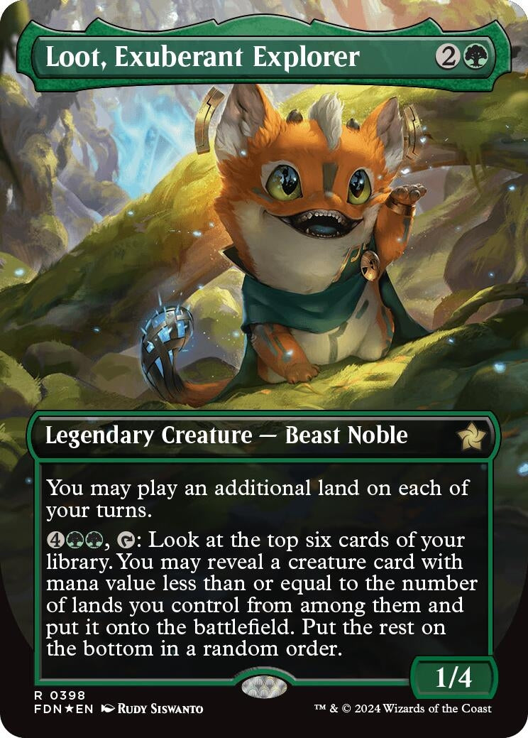 Image for Loot, Exuberant Explorer (Borderless) (Mana Foil) (Foundations) (398) - Magic: The Gathering