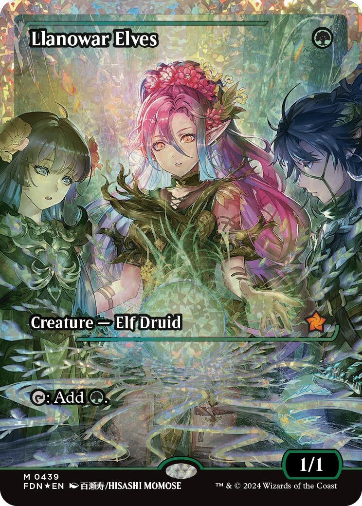 Image for Llanowar Elves (Showcase) (Fracture Foil) (Foundations) (439) - Magic: The Gathering