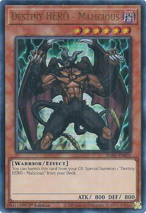 Image for Destiny HERO - Malicious (UR) (Quarter Century Bonanza) (RA03-EN001) - YuGiOh
