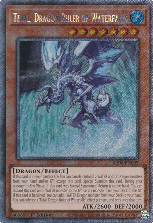 Image for Tidal, Dragon Ruler of Waterfalls (Platinum Secret Rare) (Quarter Century Bonanza) (RA03-EN009) - YuGiOh