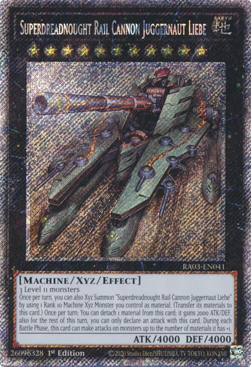 Image for Superdreadnought Rail Cannon Juggernaut Liebe (Platinum Secret Rare) (Quarter Century Bonanza) (RA03-EN041) - YuGiOh