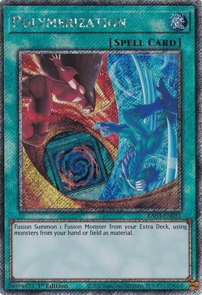Image for Polymerization (B) (HERO Art) (Platinum Secret Rare) (Quarter Century Bonanza) (RA03-EN051) - YuGiOh