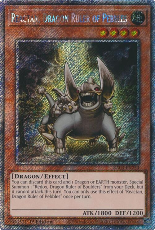 Image for Reactan, Dragon Ruler of Pebbles (Platinum Secret Rare) (Quarter Century Bonanza) (RA03-EN254) - YuGiOh
