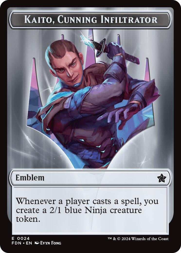 Image for Emblem - Kaito, Cunning Infiltrator // Ninja Doubled-Sided Token (Foundations) (24 // 12) - Magic: The Gathering