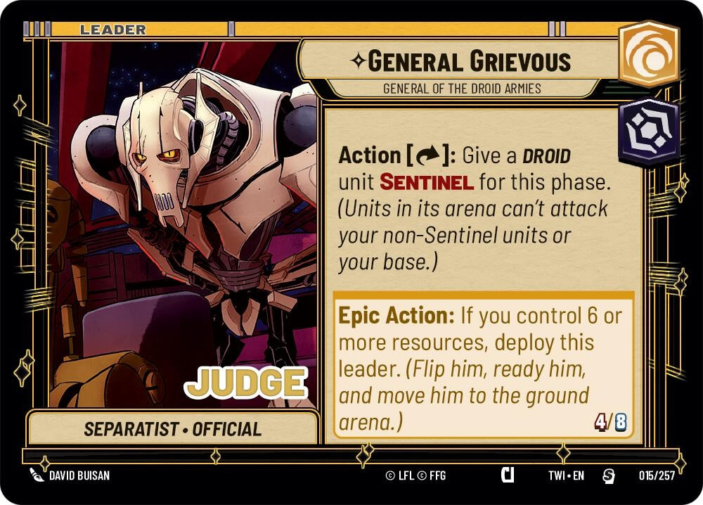 Image for General Grievous - General of the Droid Armies (Judge Promos) (015/257) - Star Wars: Unlimited