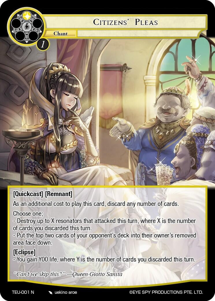 Image for Citizens' Pleas (Timeless Eclipse of the Underworld) (TEU-001 N) - Force of Will