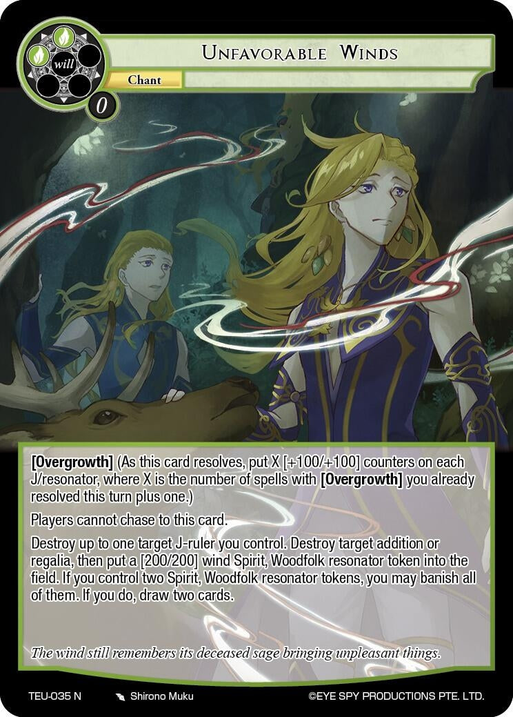 Image for Unfavorable Winds (Timeless Eclipse of the Underworld) (TEU-035 N) - Force of Will