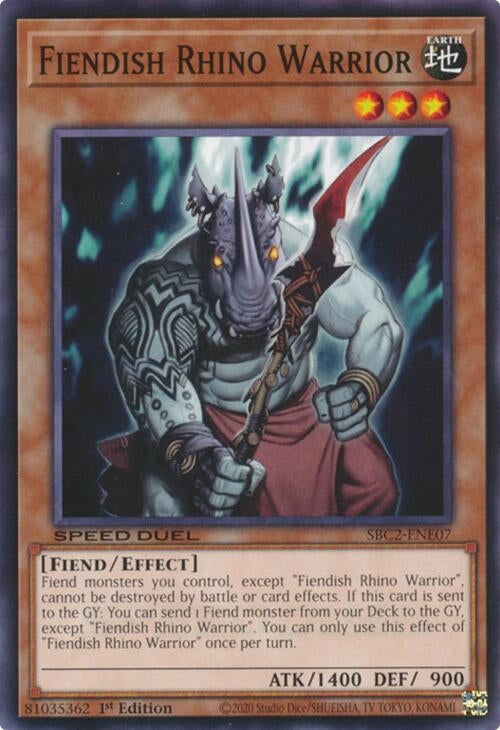 Image for Fiendish Rhino Warrior (Speed Duel: Battle City Finals) (SBC2-ENE07) - YuGiOh