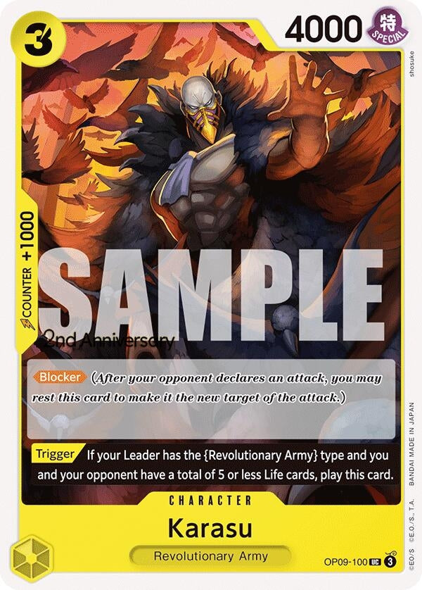 Image for Karasu (Emperors in the New World: 2nd Anniversary Tournament Cards) (OP09-100) - One Piece Card Game