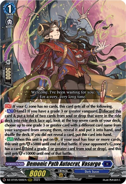 Image for Demonic Path Autocrat, Vasargo (DZ-BT05: Omniscient Awakening) (DZ-BT05/006EN) - Cardfight Vanguard