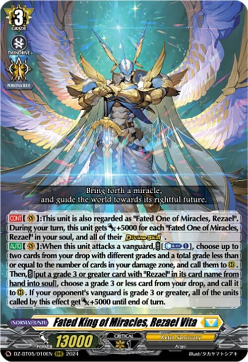 Image for Fated King of Miracles, Rezael Vita (DZ-BT05: Omniscient Awakening) (DZ-BT05/010EN) - Cardfight Vanguard