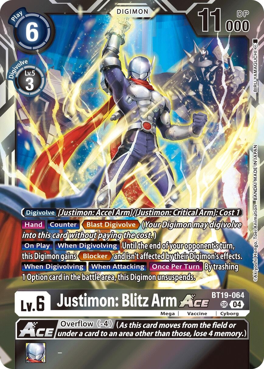 Image for Justimon: Blitz Arm ACE (BT19-20) (BT19-064 SR) - Digimon Card Game