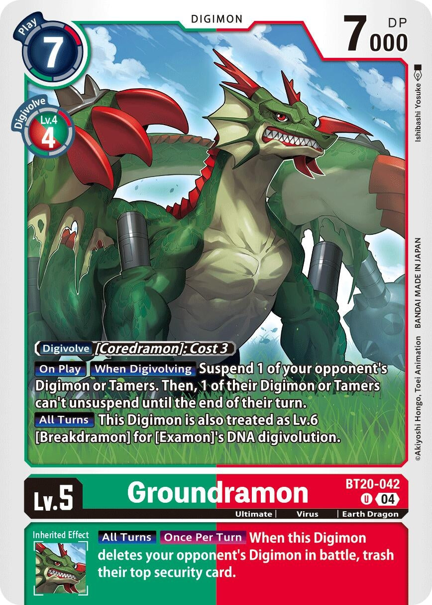 Image for Groundramon (BT19-20) (BT20-042 U) - Digimon Card Game
